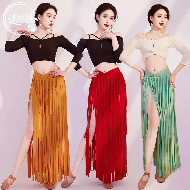 迷迭舞原创2024新款肚皮舞练功服上衣流苏裙子鼓舞演出服表演服装