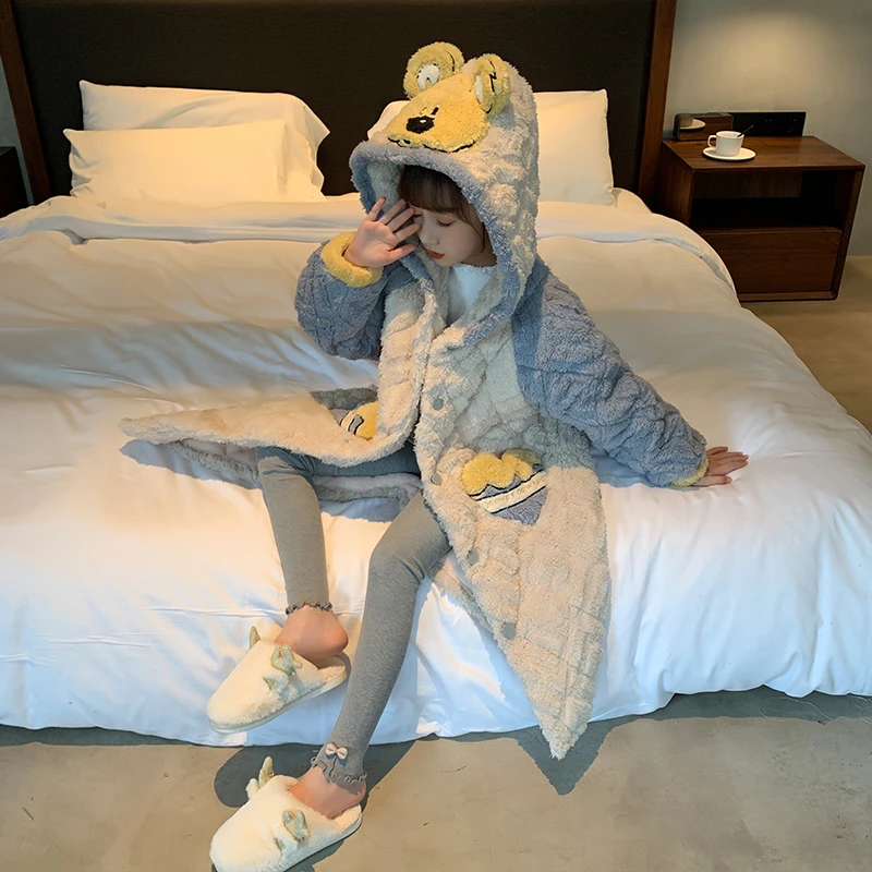 【哆鹿专享】珊瑚绒睡衣夹棉加厚款法兰绒保暖睡袍儿童家居服