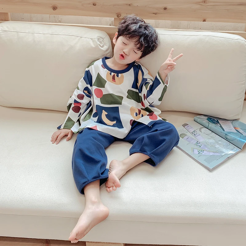 【哆鹿专享】儿童春秋季睡衣纯棉长袖春款休闲亲子套装儿童家居服