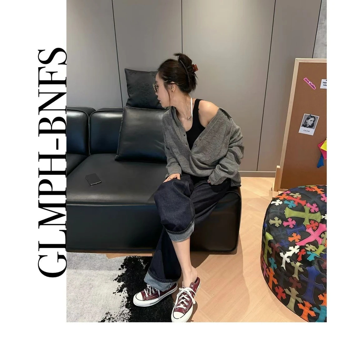 GLMPH-BNFS【奥利奥毛衣】V领宽松毛衣长袖慵懒风休闲百搭上衣-637