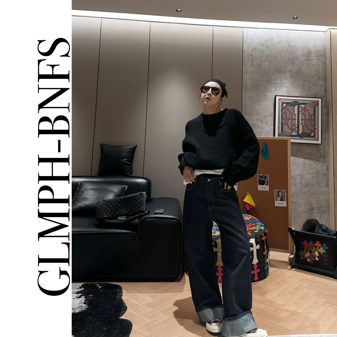 GLMPH-BNFS【丹宁牛仔】水洗宽松直筒裤百搭美式牛仔长裤-588