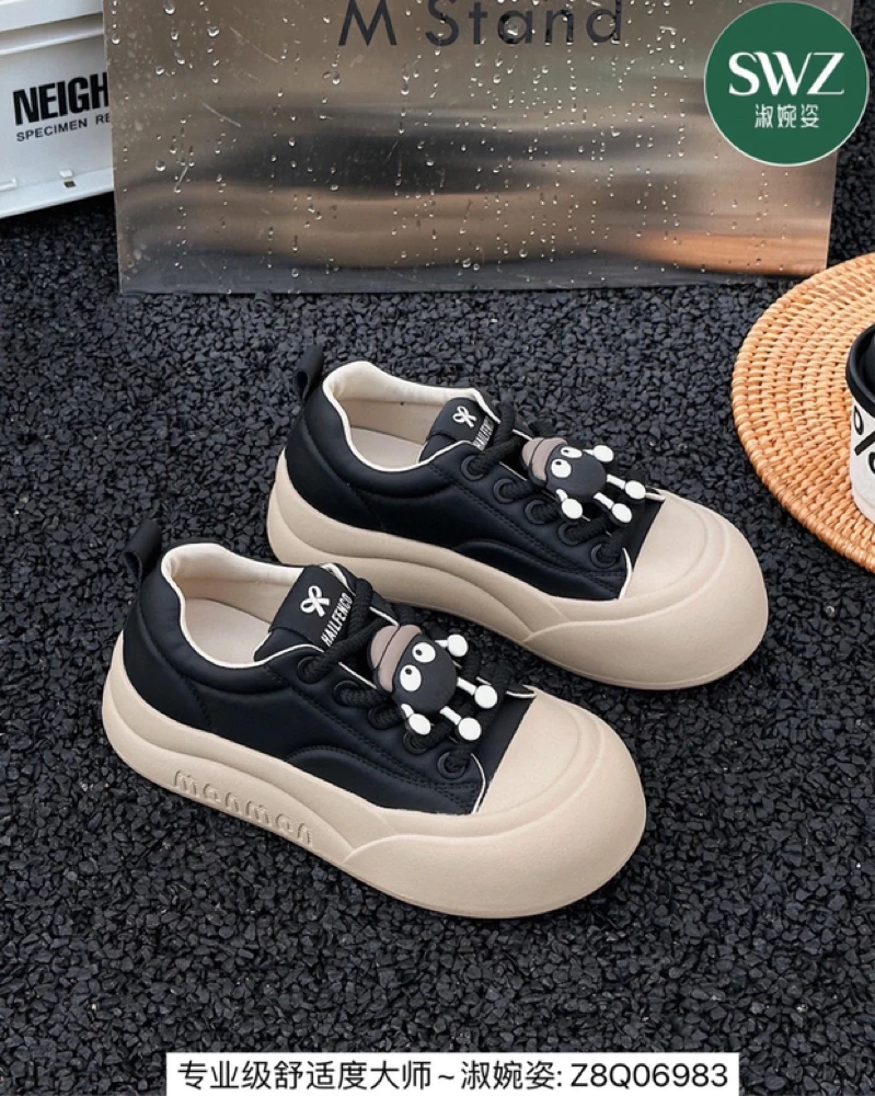 韩版网红面包鞋女鞋爆款厚底板鞋女秋冬新款小众踩屎感百搭板鞋