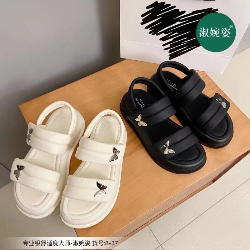 清爽百搭软面皮蝴蝶结款凉鞋