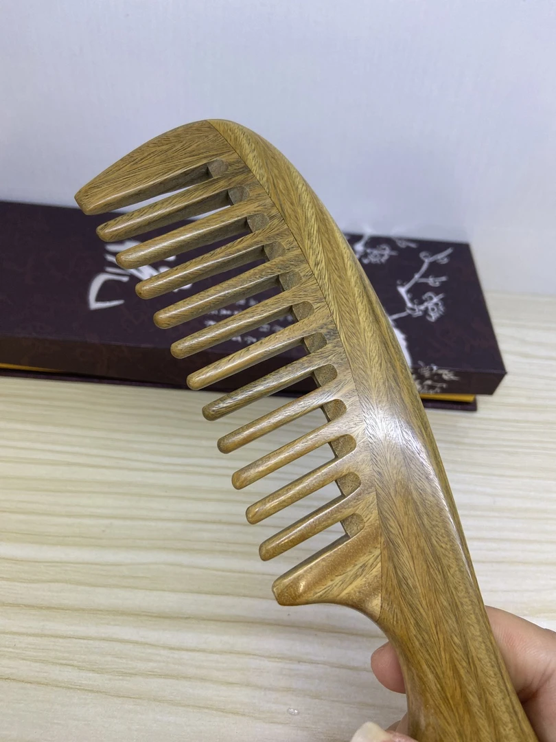 绿檀木梳子天然正品防脱发静电大宽齿长发头疗按摩梳子女精品养发