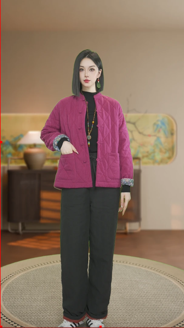 秋冬新款女士休闲时尚棉衣1152新中式棉衣新中式国风棉服