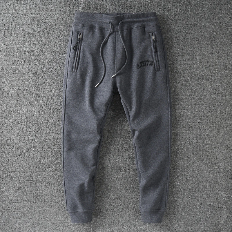 美式休闲冬季加绒加厚百搭小脚裤 潮牌保暖运动束脚卫裤男长裤子