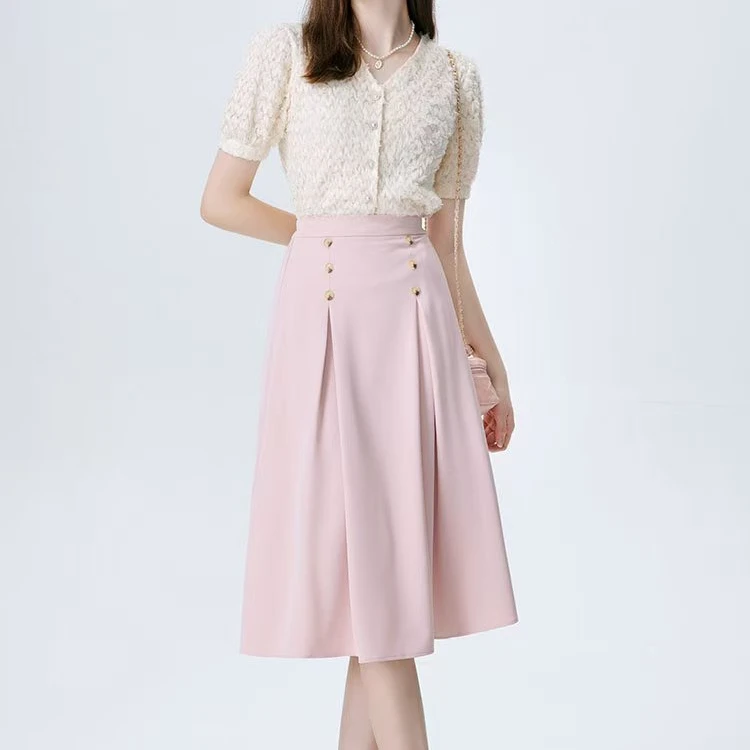 9606夏季2025新款高腰大摆裙子女遮胯显瘦西装裙通勤a字半身裙