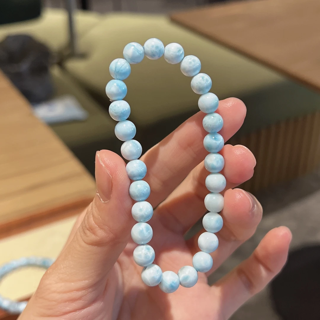 天然海纹石圆珠老型手串蓝色单圈简约清新珠宝手饰女款多样性发一