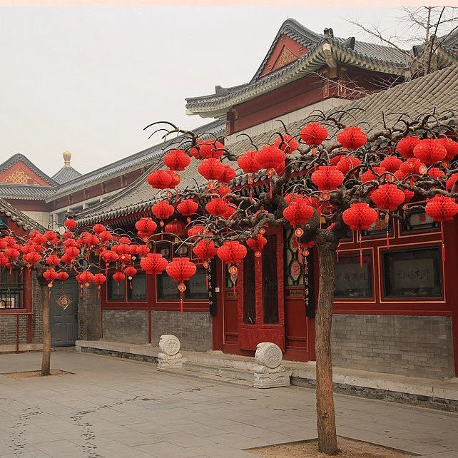 新年小纸灯笼喜字结婚室内装饰新年户外树上开业场景布置福字爆款