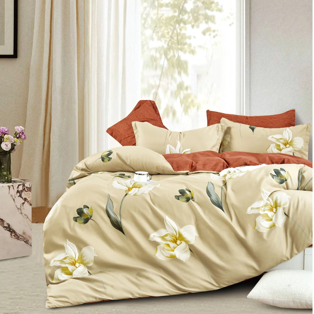 【花仙子被套1.5米】高支高密水洗斜纹棉被罩