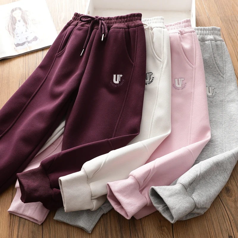 女童春秋洋气运动裤 韩版刺绣百搭中大童休闲裤卫裤