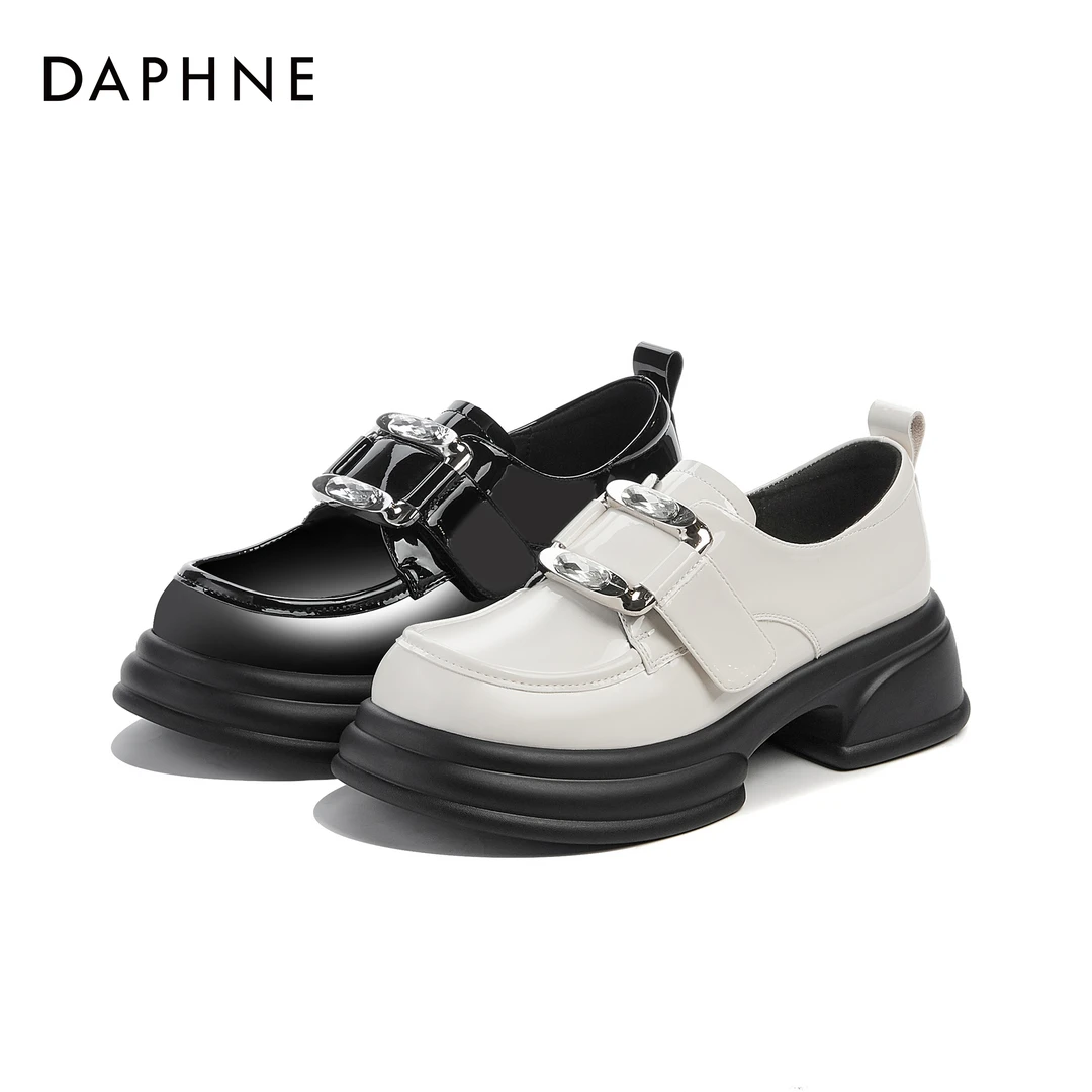 Daphne/达芙妮品牌女鞋2024春季新款粗跟复古百搭休闲时尚单鞋