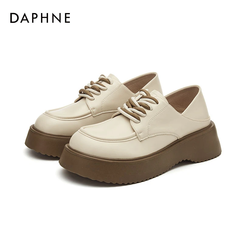 Daphne/达芙妮白色乐福鞋气质新款春季厚底女鞋气质百搭爆款单鞋