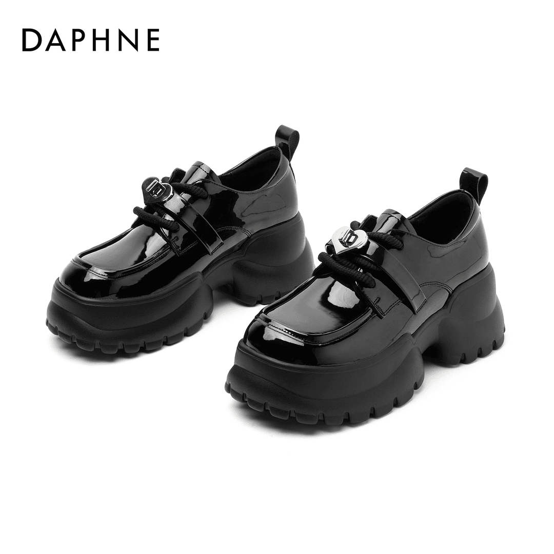 Daphne/达芙妮英伦风厚底乐福鞋2023新款秋百搭单鞋一脚蹬小皮鞋