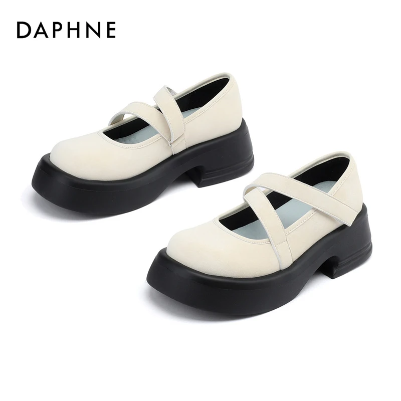 Daphne/达芙妮品牌女鞋气质新款厚底增高乐福鞋时尚休闲百搭单鞋
