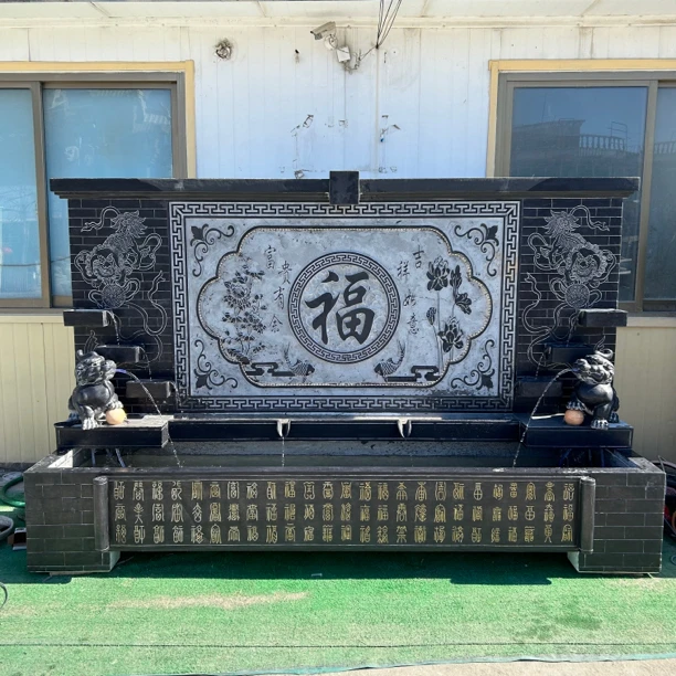 青石材质石雕流水摆件室外屏风影壁墙装饰摆件