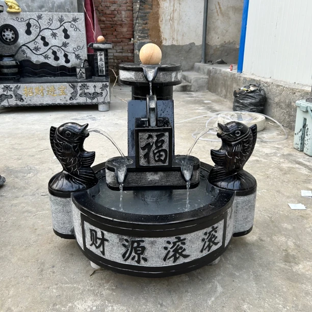 青石材质石雕流水庭院园林装饰摆件
