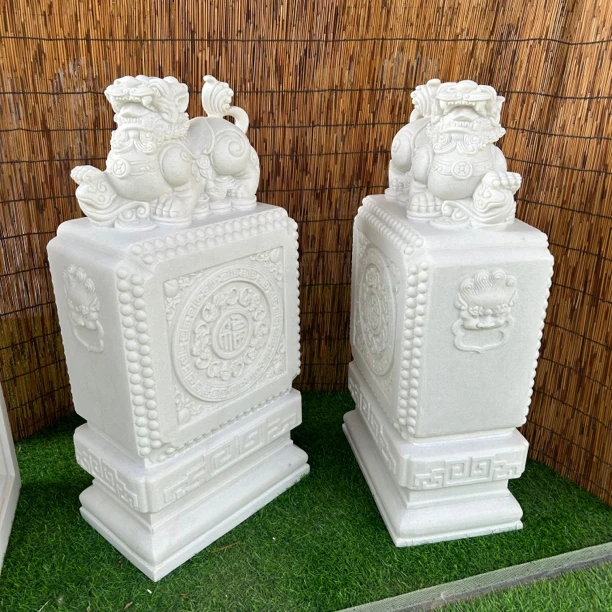 汉白玉材质石雕貔貅门墩抱鼓石庭院园林门口摆件