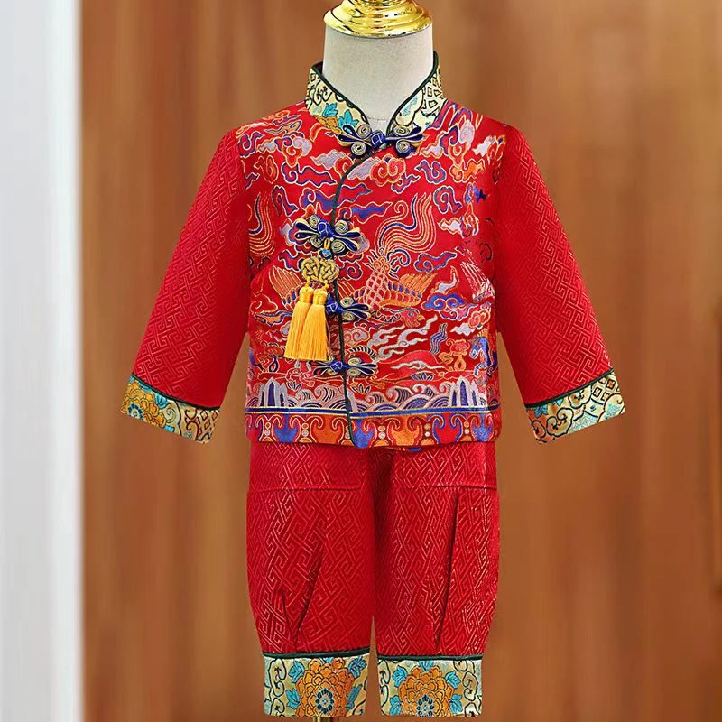 断码孤品男宝拜年服周岁礼服抓周服满月百天宴中国风汉服