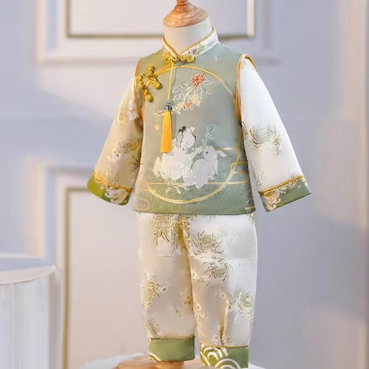 周岁礼服男宝抓周服唐装套装汉服复古中国风满月百天生日宴服装