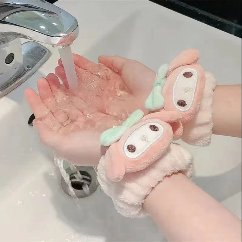 洗脸情侣防水手腕带防滴水防湿袖口手腕洗脸带可爱吸汗毛绒挡水巾