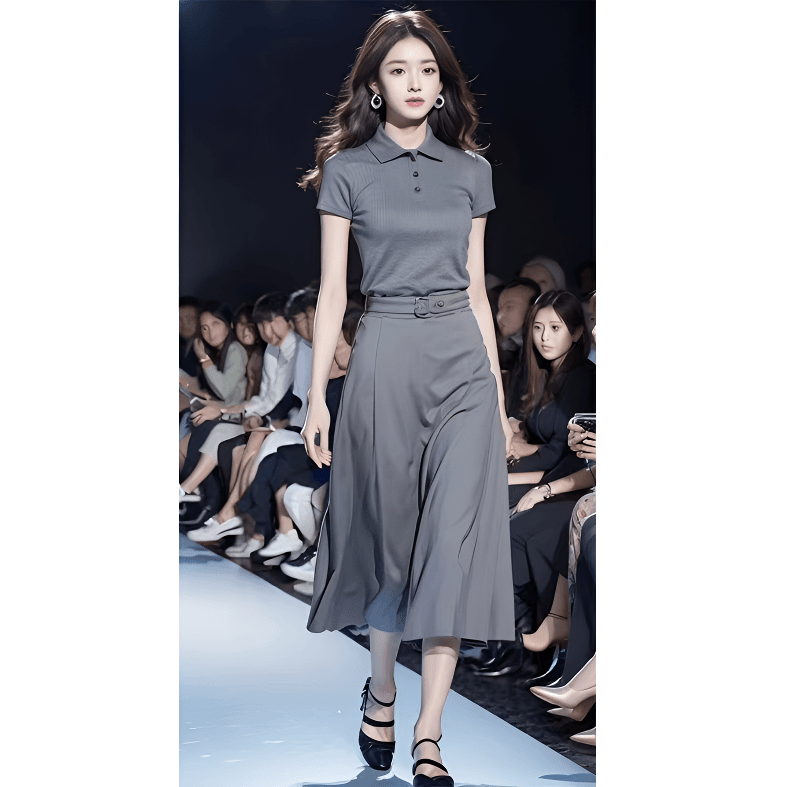 御姐轻熟风高级感优雅女神范灰色气质时尚套装裙2024新款女装夏季