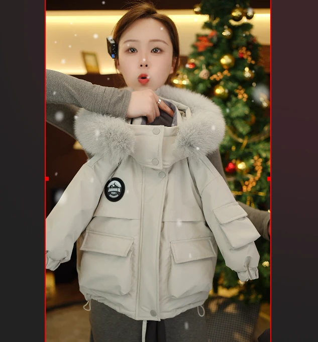 2024冬季新款外套时尚宽松加厚保暖韩版大毛领百搭羽绒服58532