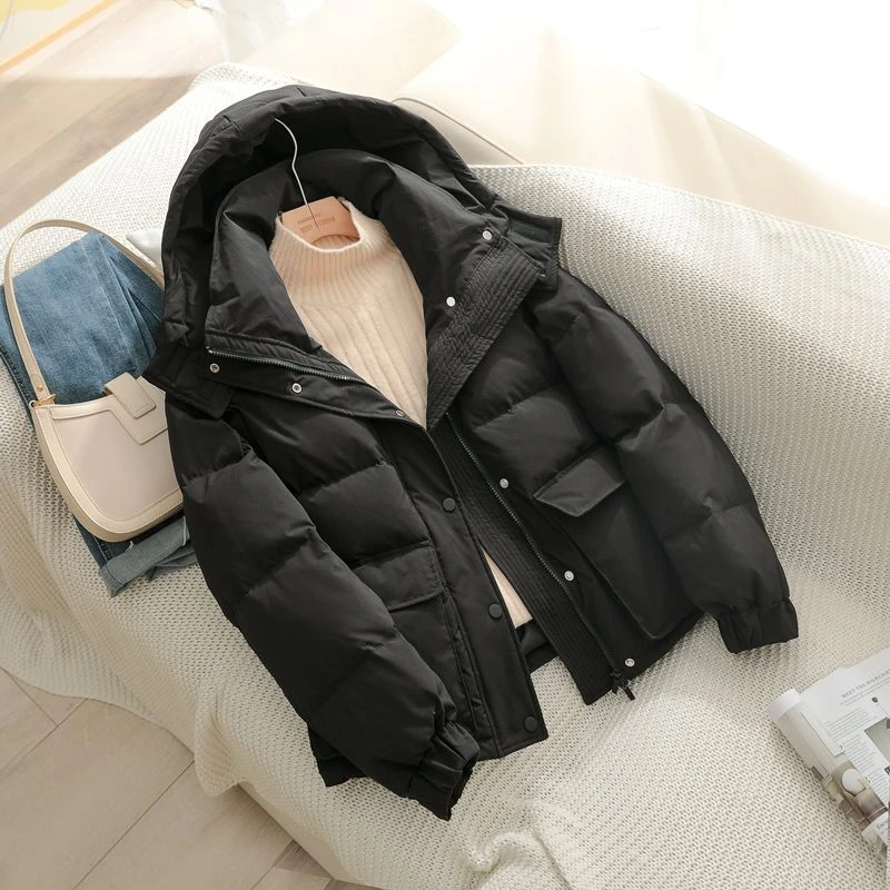 【当季爆款】加厚连帽防寒保暖羽绒服女2023新款欧货羽绒服女短款羽