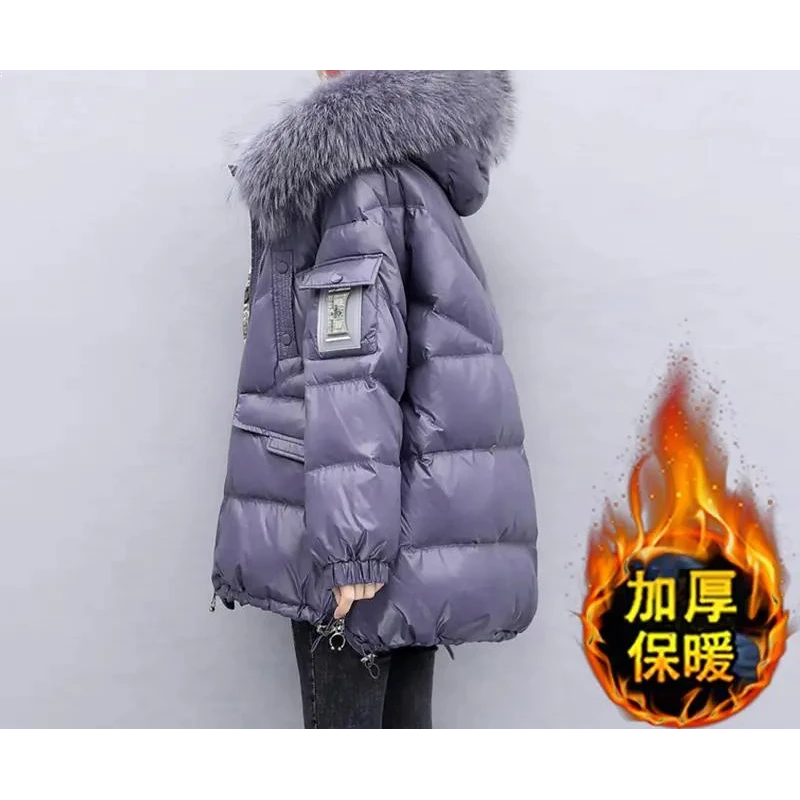 【当季爆款】羽绒服服女士2023冬季新款胖mm显瘦加绒加厚宽松连帽棉