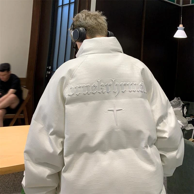 【当季爆款】当季爆款美式潮牌皮羽绒服男款冬季立领棉衣外套宽松加