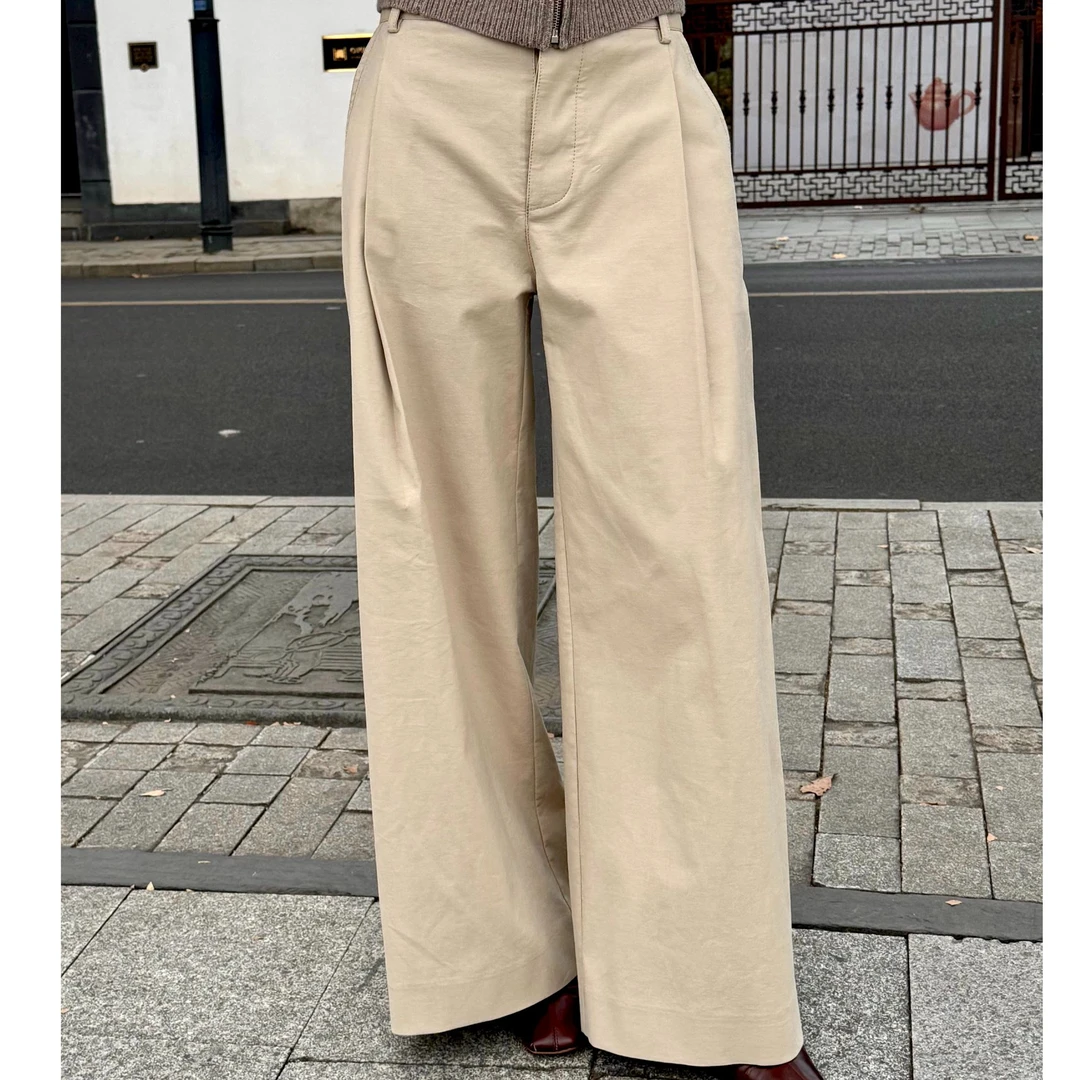 【糯米】休闲版型阔腿通勤棉质长裤西裤150003#