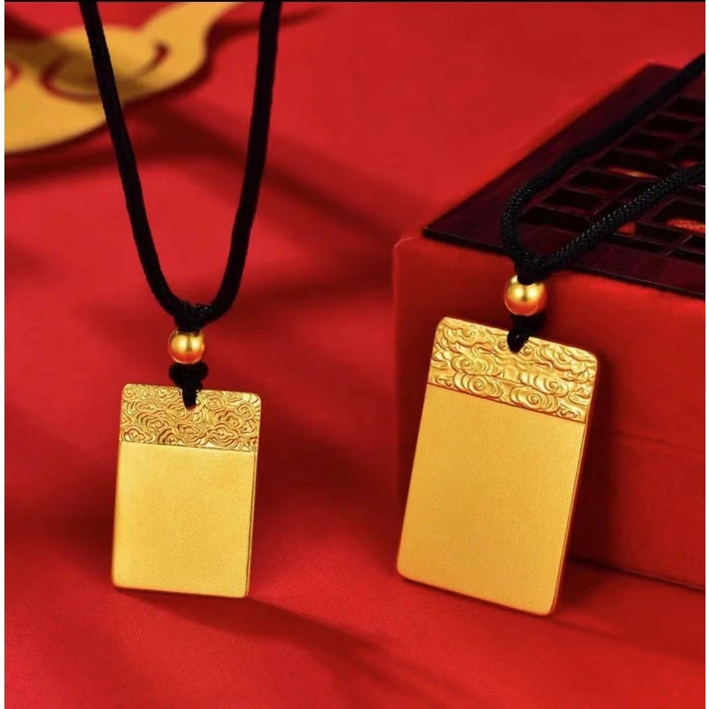 合金吊坠 平安无事牌吊坠项坠黄金爆款哑光珠宝首饰饰品挂坠项链