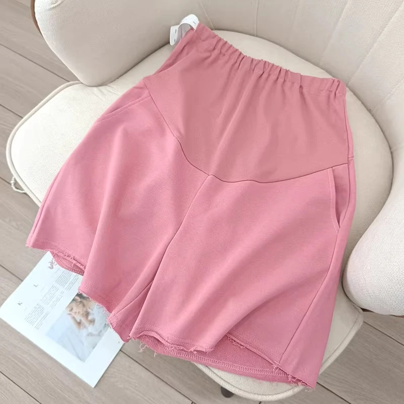 孕妇短裤夏季外穿宽松时尚毛边阔腿裤休闲运动三分裤子潮妈5013