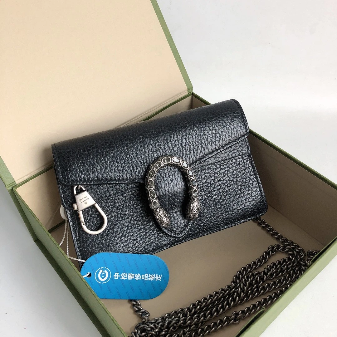 99新 GUCCI/古驰 黑色全皮钻扣酒神mini/链条包/1025035