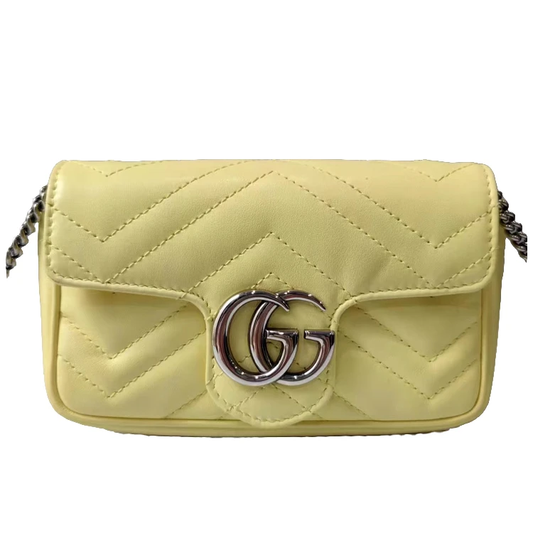 99新 GUCCI/古驰 马蒙16.5单肩包/黄色/女士mini/0509005/严选