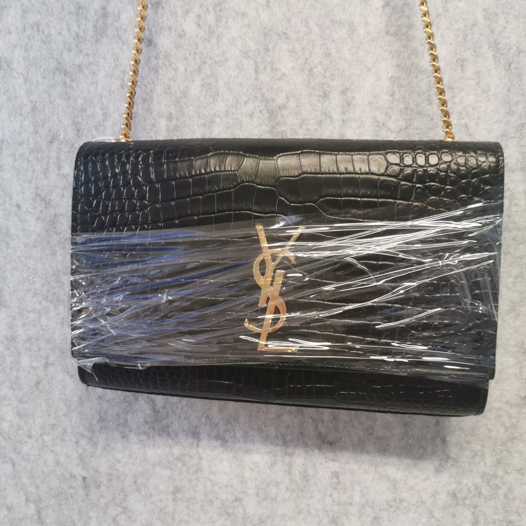 99新 YSL/圣罗兰 鳄压黑金kate中号/单肩斜跨包/理理