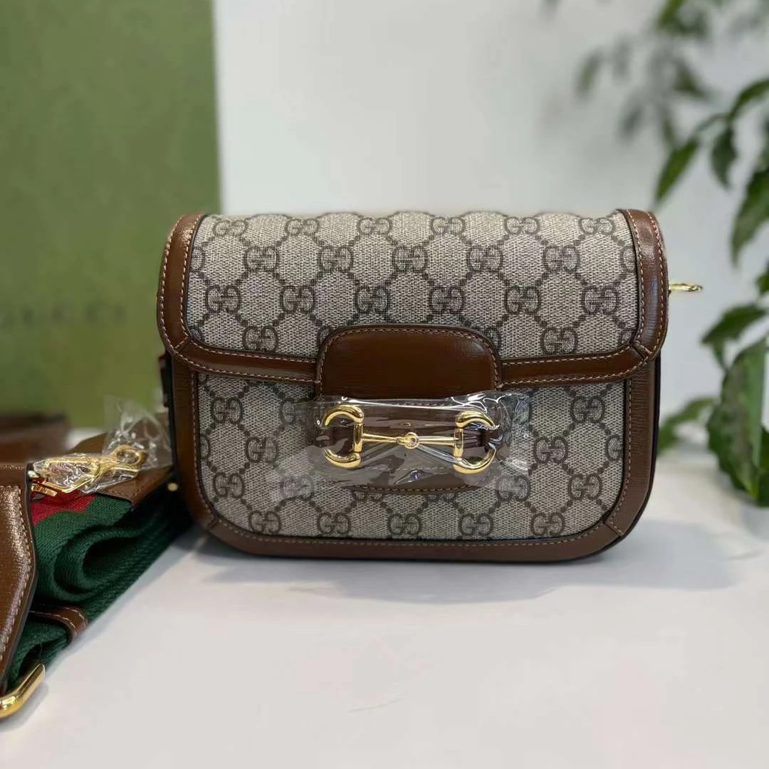 99新 GUCCI/古驰 1955mini 马鞍包/单肩包/棕色/严选