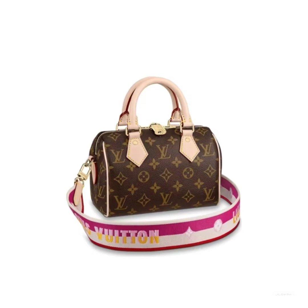 99新 LouisVuitton/路易威登 speedy粉肩带/单肩斜跨包/D店