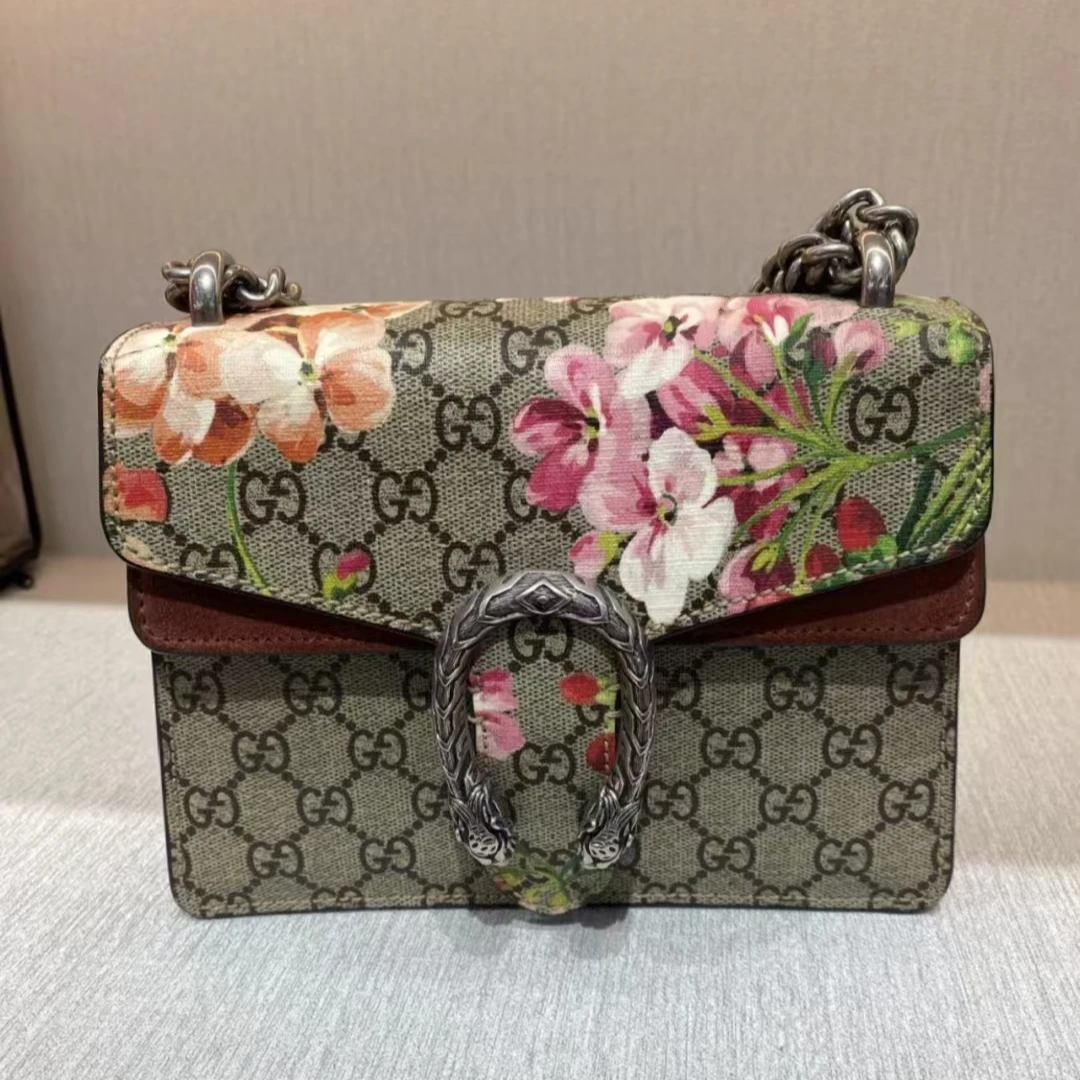 99新 GUCCI/古驰 花卉酒神小号/单肩斜跨包/严选