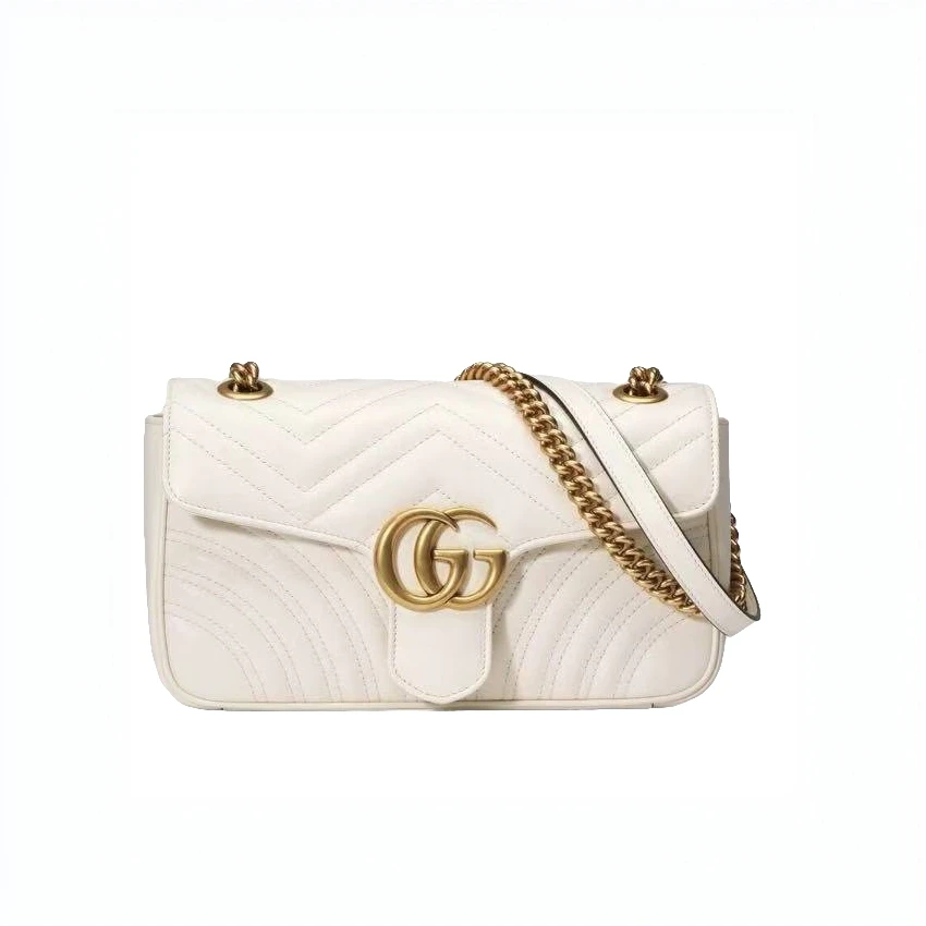 99新 GUCCI/古驰 新款马蒙白单肩包/白色/女士/中号/楠楠