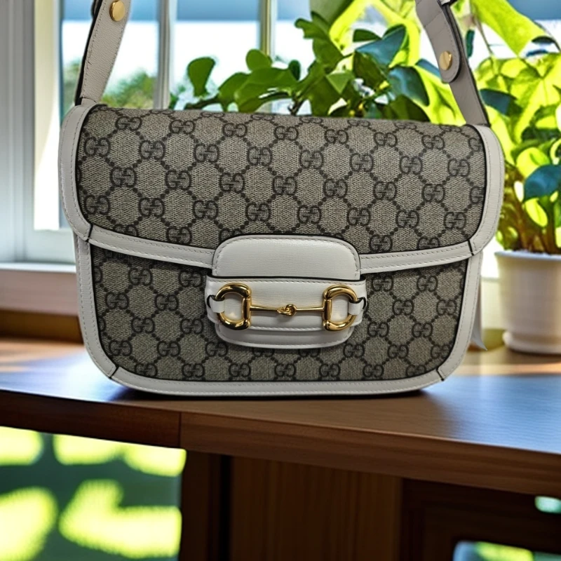 99新 GUCCI/古驰 1955马鞍包 /白色/单肩包/严选