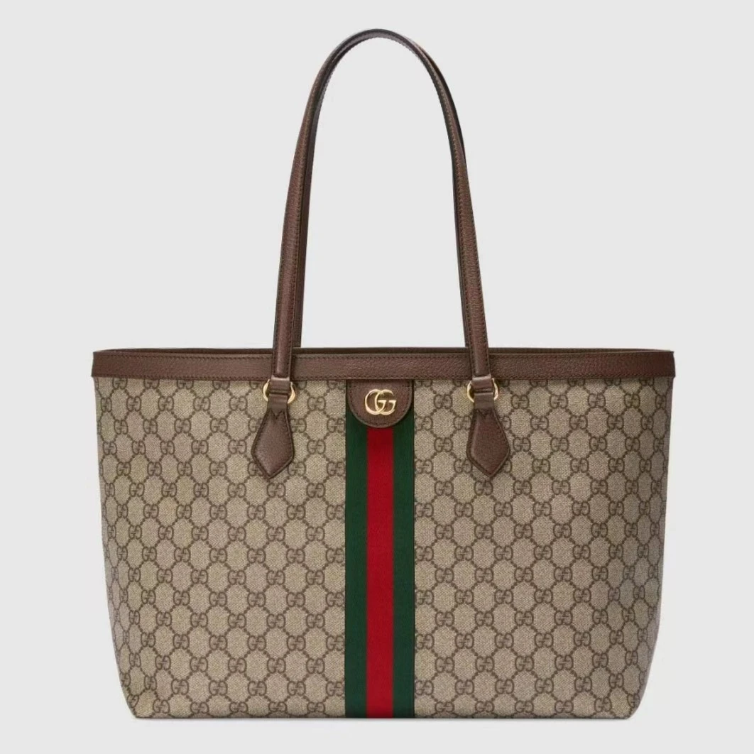 99新 GUCCI/古驰 大托特包中号  单肩包 卡其色（D店）