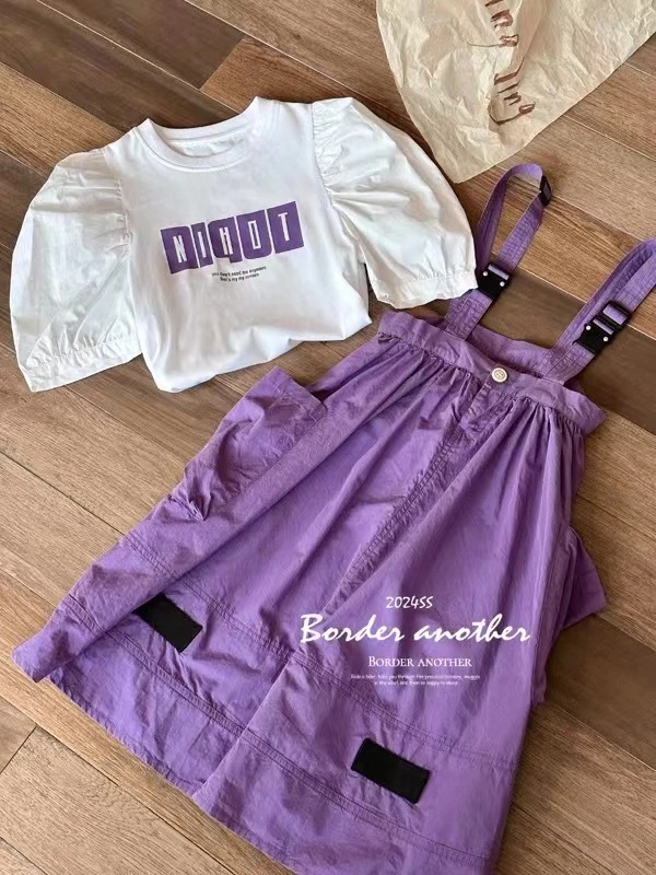 中大童背带裙套装