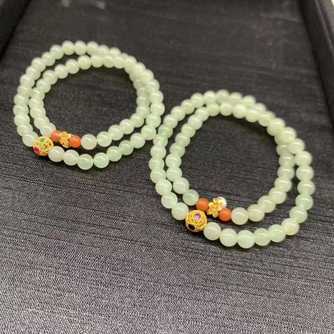 大美手镯/叠戴和田玉小米珠手串-s925镶-409647/多样性发一