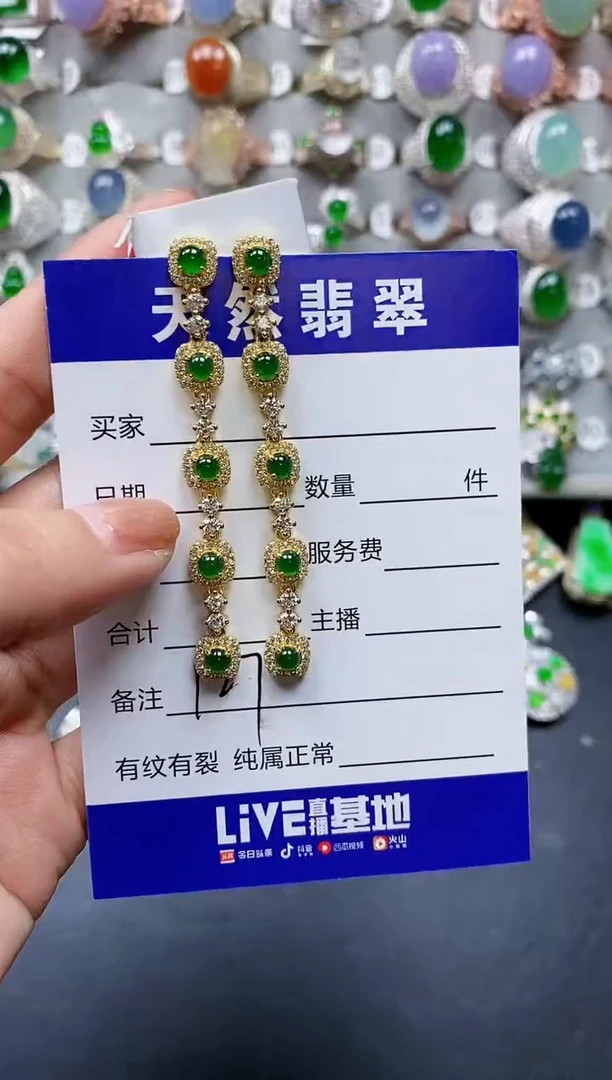 【闪购商品】翡翠耳饰银S925镶嵌0131