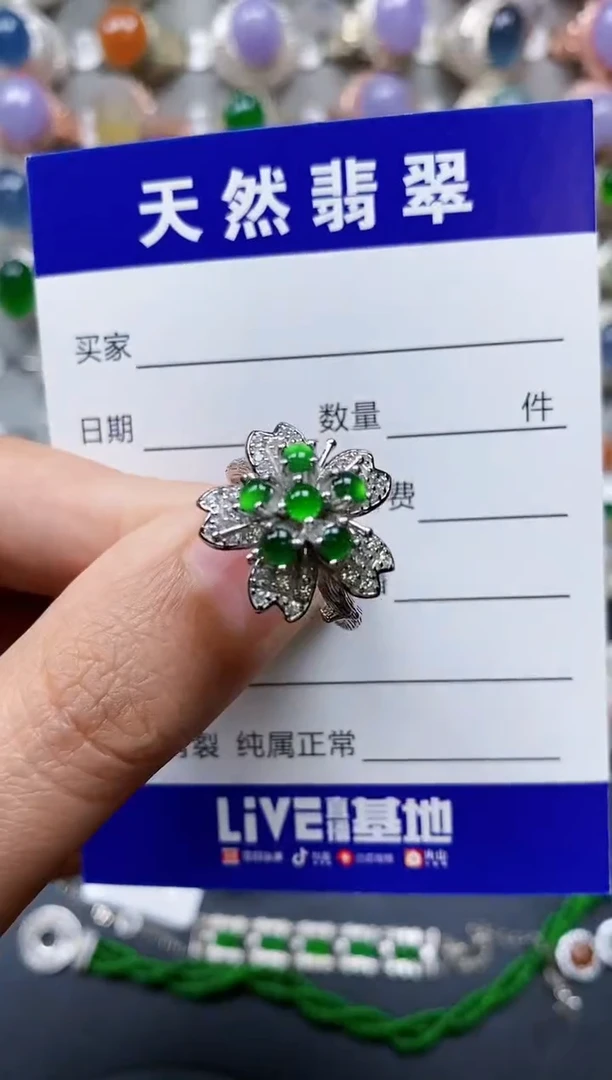 【闪购商品】翡翠戒指银S925镶嵌0758