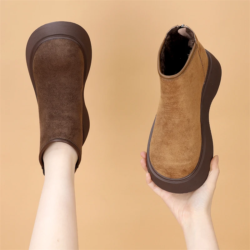 厚底马丁靴女2025新款加绒切尔西短靴复古秋冬圆头增高软底英伦风