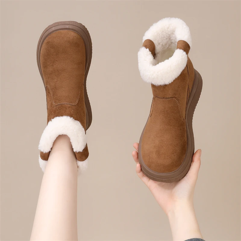 厚底2025新款短靴保暖雪地外穿轻便超软高级松糕底韩版秋冬款ins