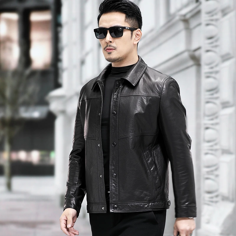 92005男士真皮皮衣头层牛皮夹克外套