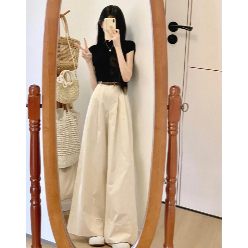 小个子夏天穿搭一整套今年流行时尚休闲阔腿裤子两件套装夏季女装